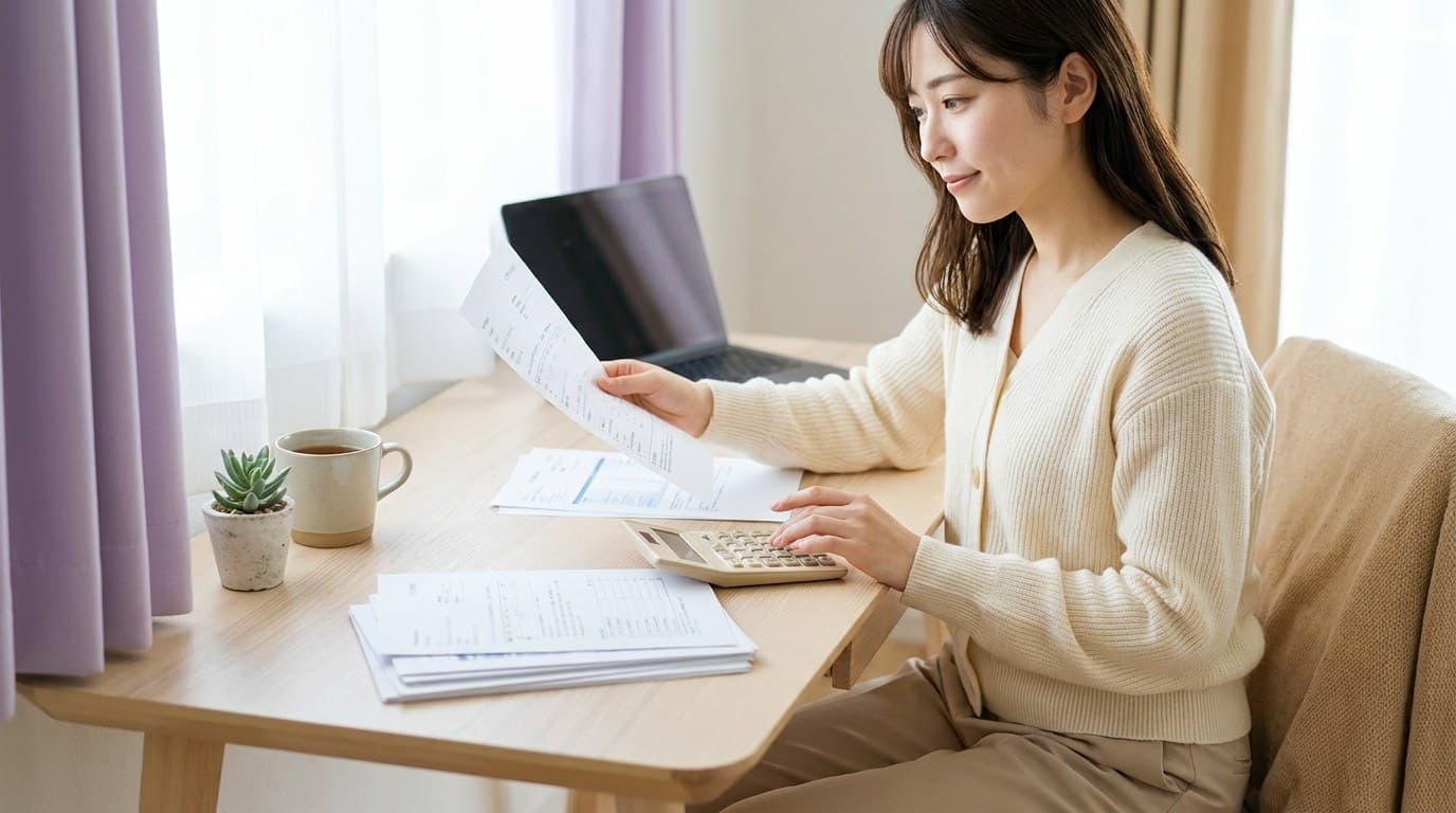 退職後の健康保険の選択肢を書類と電卓で比較検討する人のイメージ画像