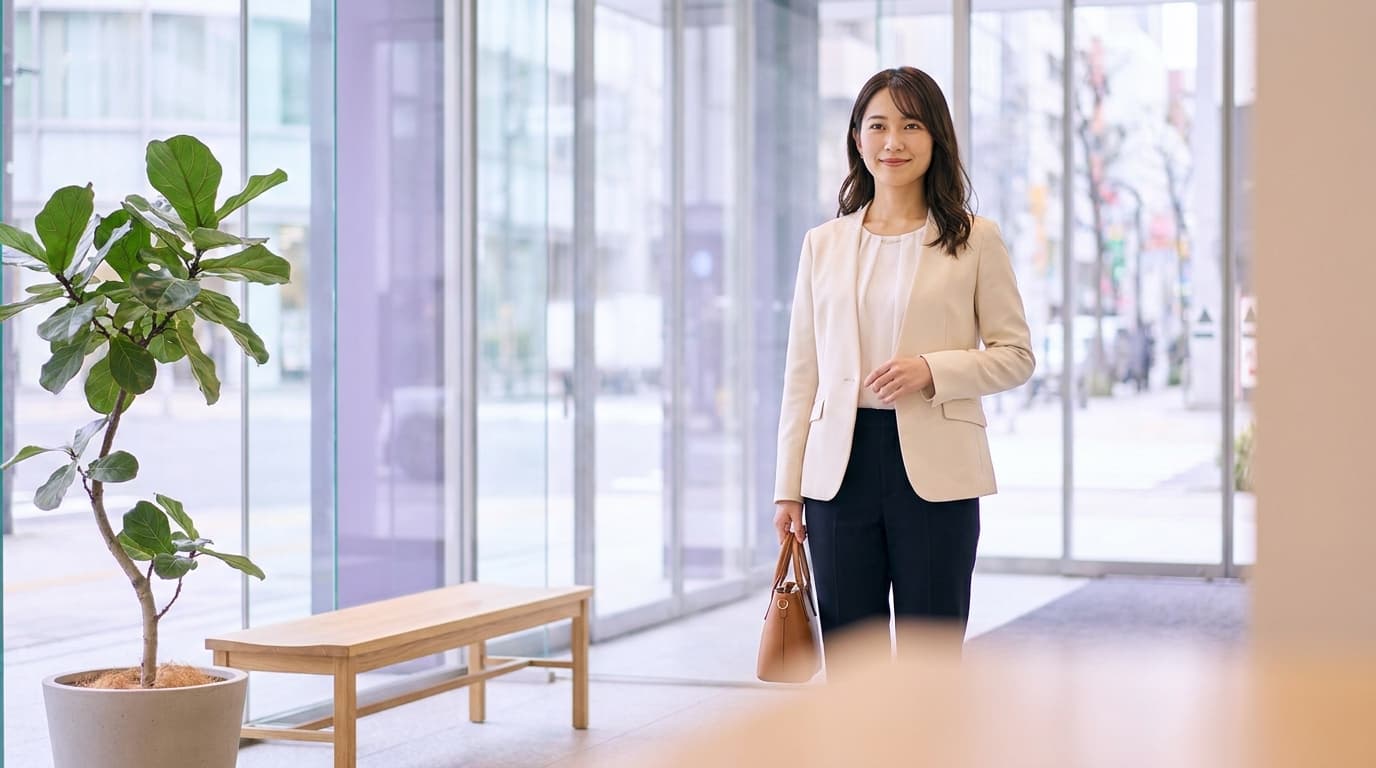 新しい職場に初出社するビジネスパーソン。試用期間のイメージ